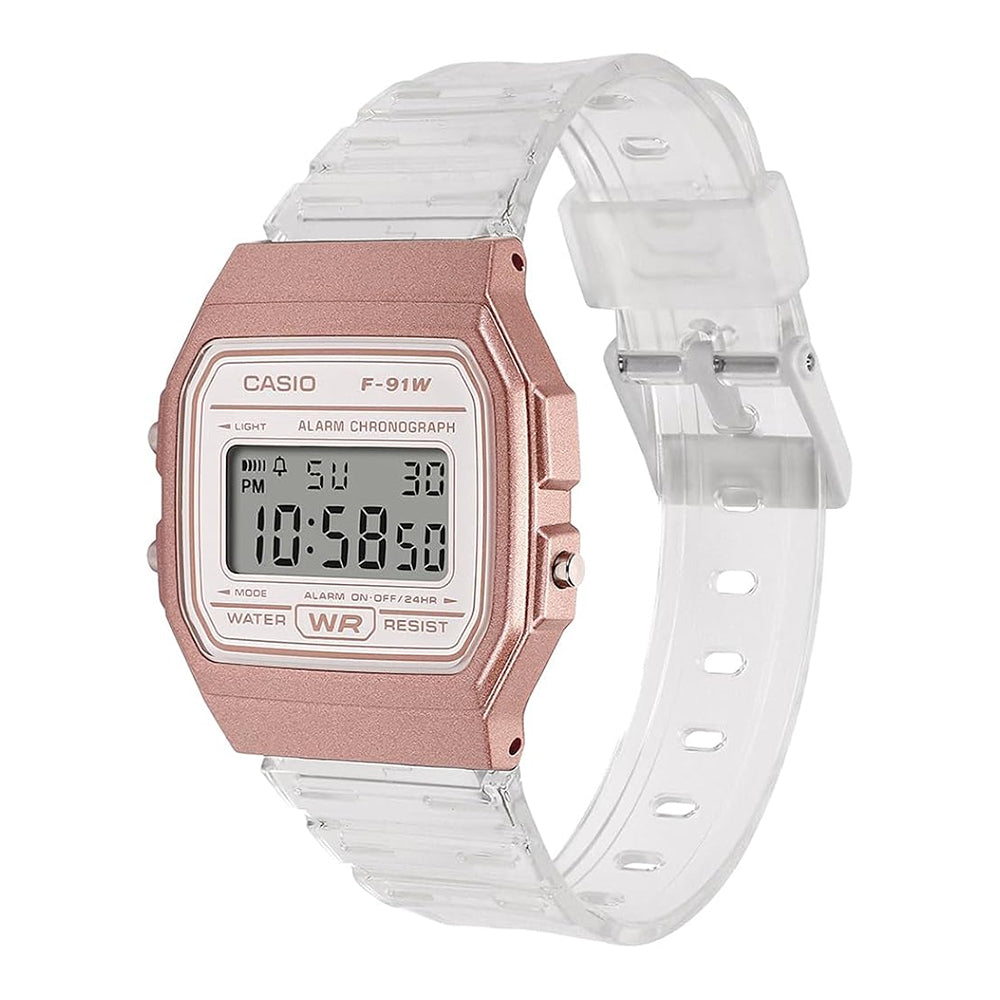 CASIO DIGITAL WHITE RESIN STRAP LADIES WATCH F-91WS-7A3DF