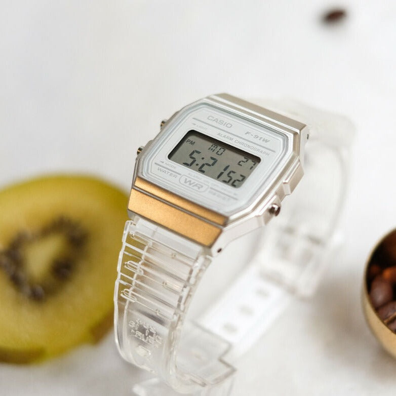 Casio Vintage Digital Transparent Resin Strap Watch | F-91WS-7DF