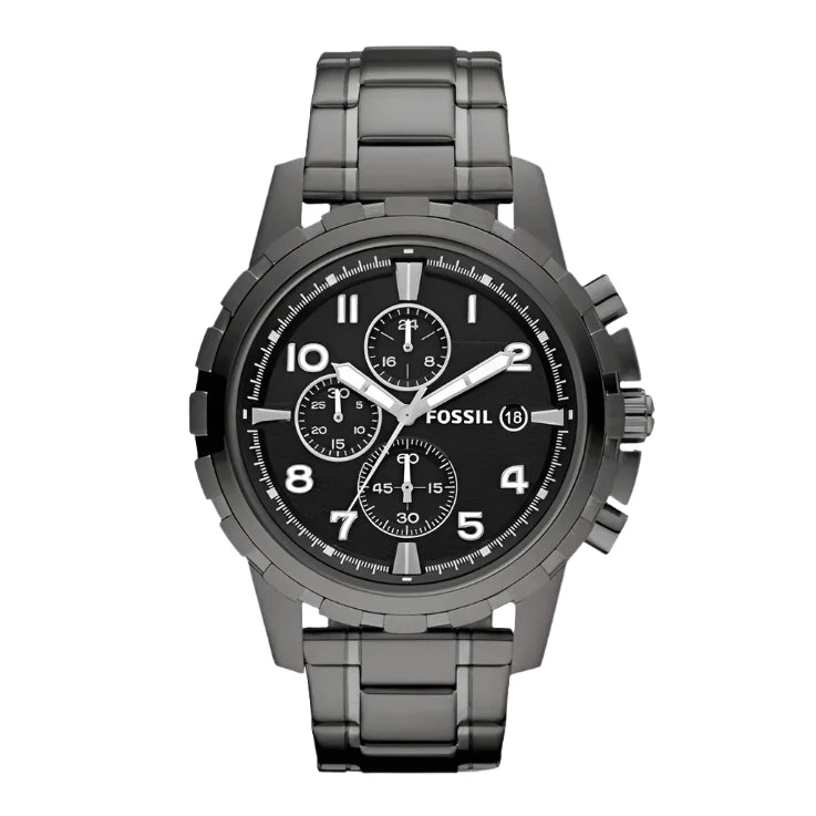 Fossil Dean Chronograph Smoke Stainless Steel Men's Watch-FS4721