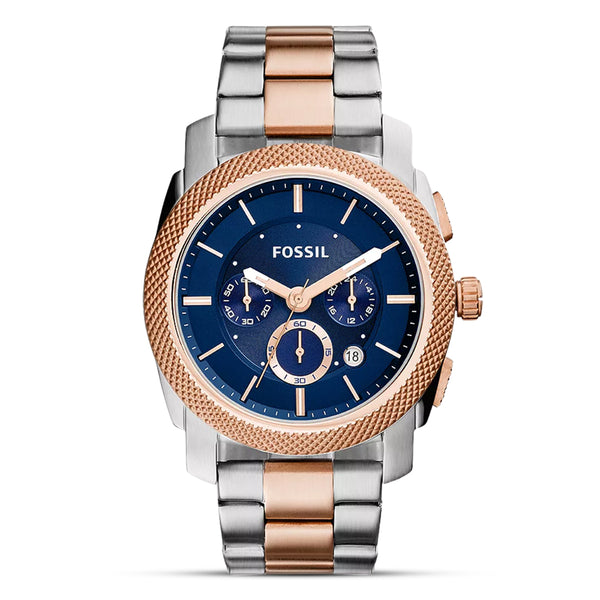 FOSSIL MACHINE CHRONOGRAPH BLUE DIAL TWO-TONE MENS WATCH FS5037