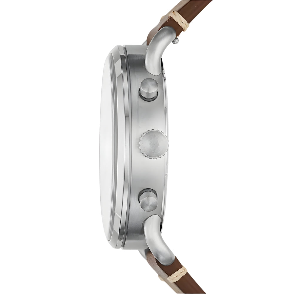 Fossil Commuter Brown Leather Beige Dial Men's Watch | FS5402