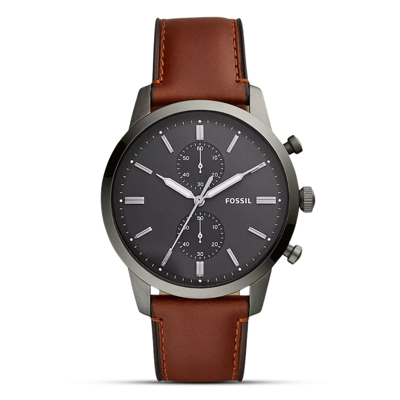 Fossil Townsman Chronograph Amber Brown Leather Strap Watch | FS5522