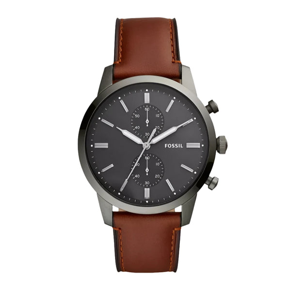 Fossil Townsman Chronograph Amber Brown Leather Strap Watch | FS5522