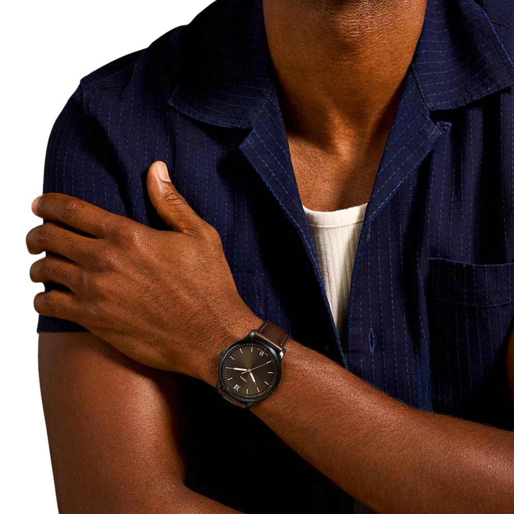 Fossil Minimalist Three-Hand Brown Dial Men's Watch FS5551