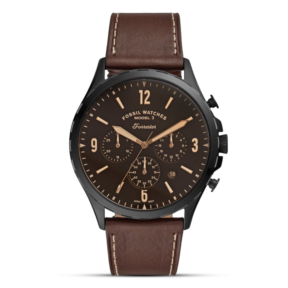 FOSSIL Forrester Chronograph Brown Leather Watch FS5608