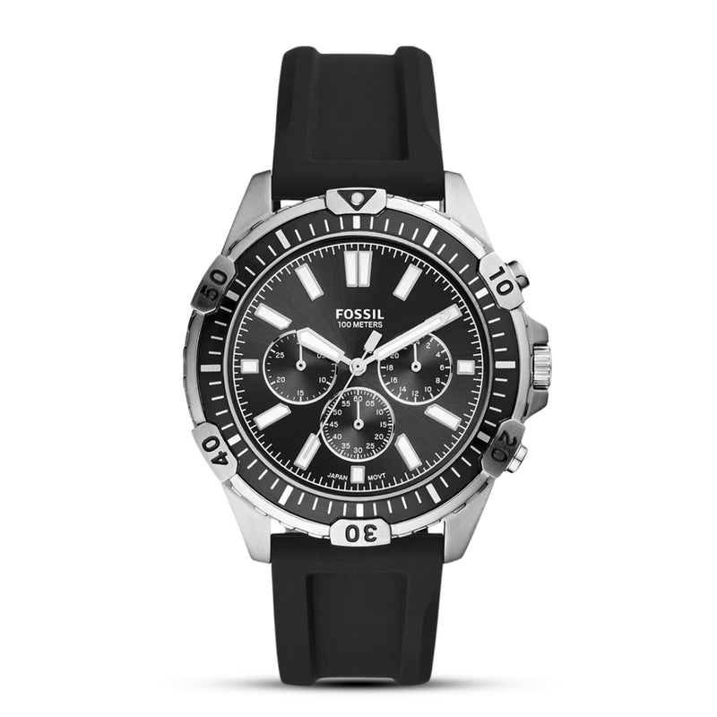 Fossil Garrett Chronograph Black Silicon Strap Watch | FS5624