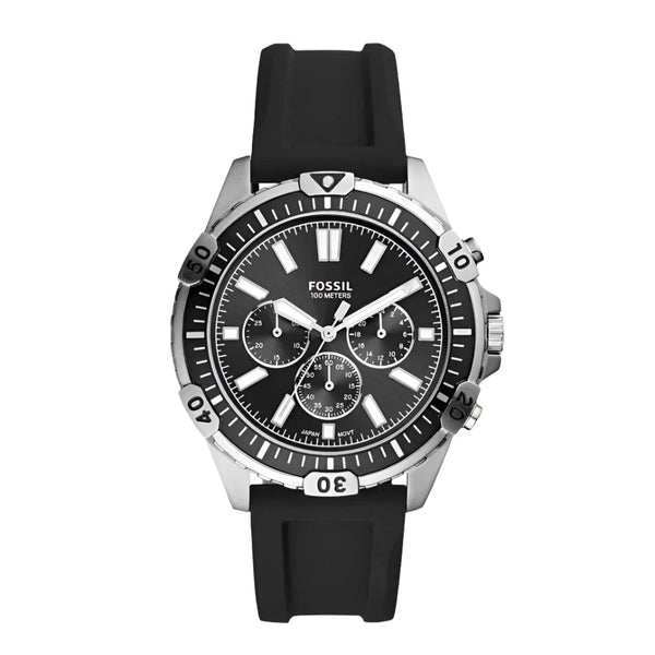 Fossil Garrett Chronograph Black Silicon Strap Watch | FS5624