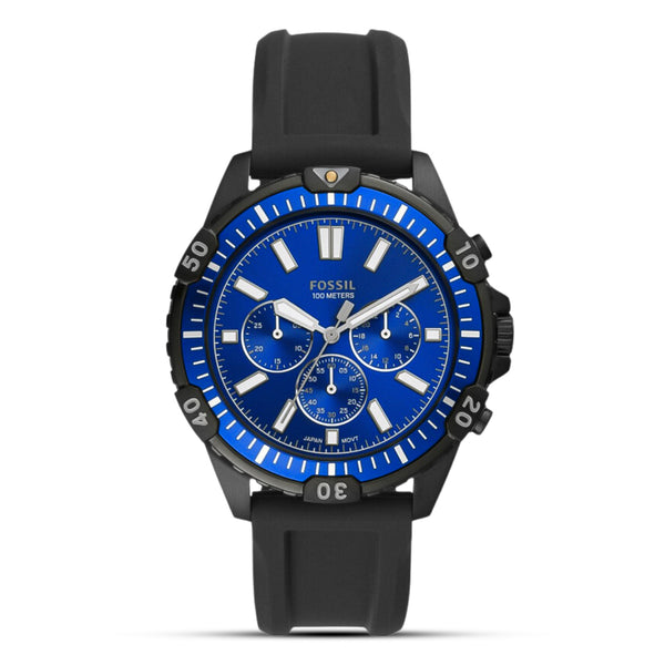 Fossil Garrett Chronograph Blue Silicon Strap Watch | FS5695