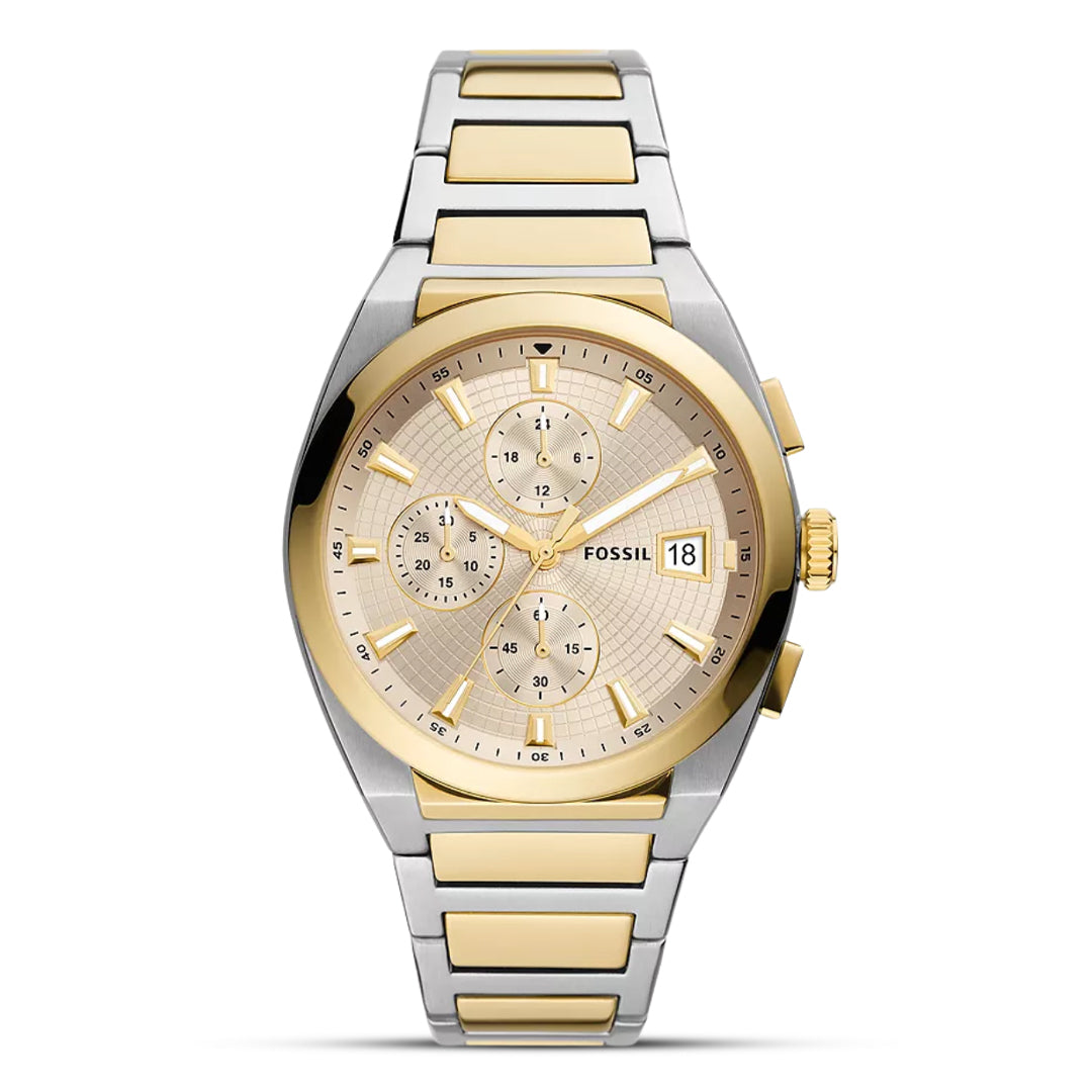 Fossil Everett Chronograph Two Tone Gold Dial Men's Watch FS5796