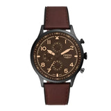 Fossil Retro Pilot Brown Lite Hide Leather Strap Watch | FS5833