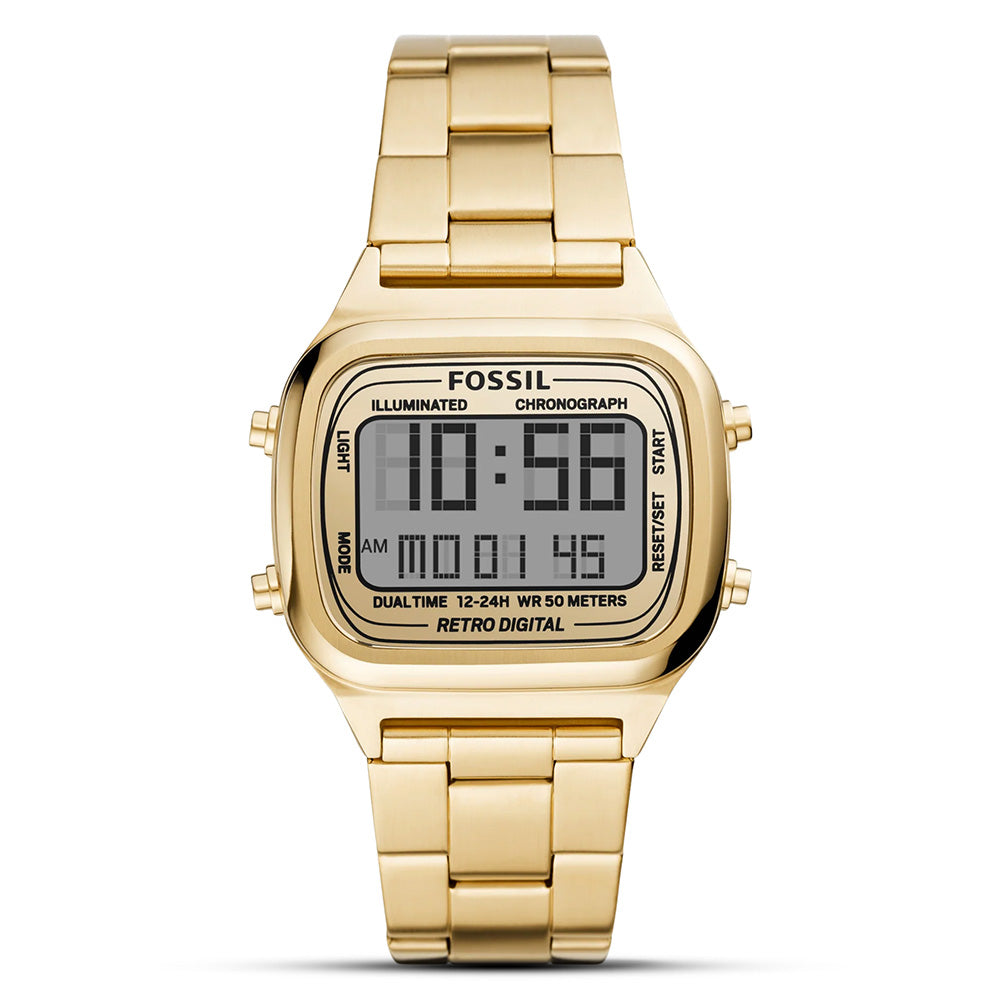 Fossil Retro Digital Gold Tone Men's Watch| FS5843