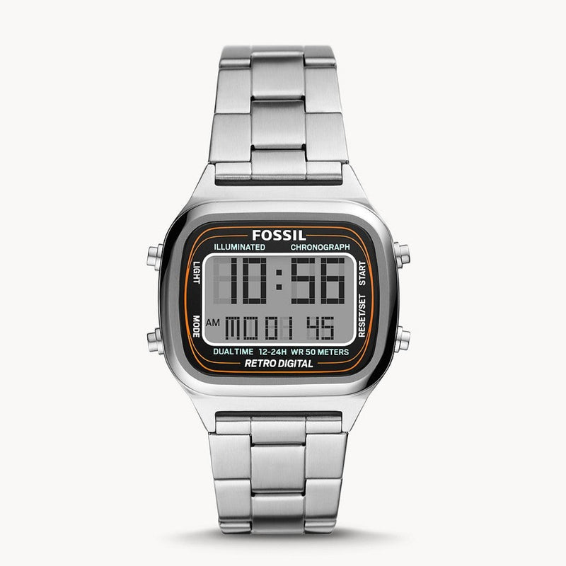 Fossil Retro Digital Stainless Steel Men's Watch FS5844