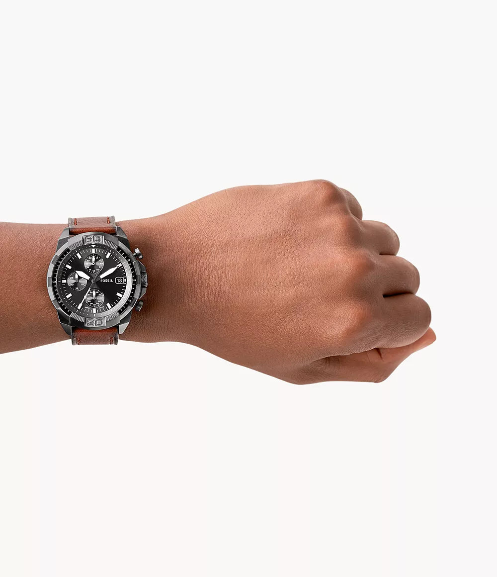 Fossil Bronson LiteHide Chronograph Brown Leather Watch| FS5855