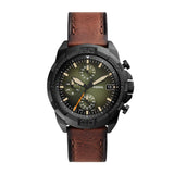 Fossil Bronson Green Dial Lite Hide Leather Strap Watch | FS5856