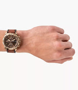 Fossil Bronson LiteHide Medium Brown Leather Watch| FS5857