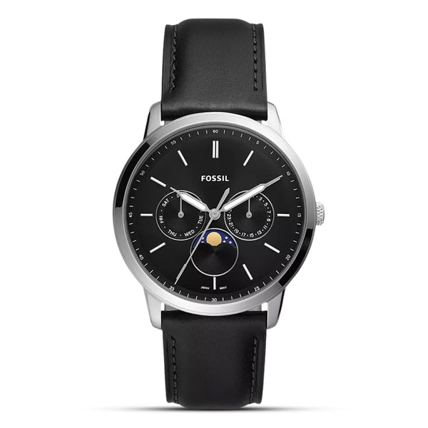 Fossil Neutra Moonphase Black Leather Strap Watch | FS5904