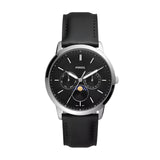 Fossil Neutra Moonphase Black Leather Strap Watch | FS5904