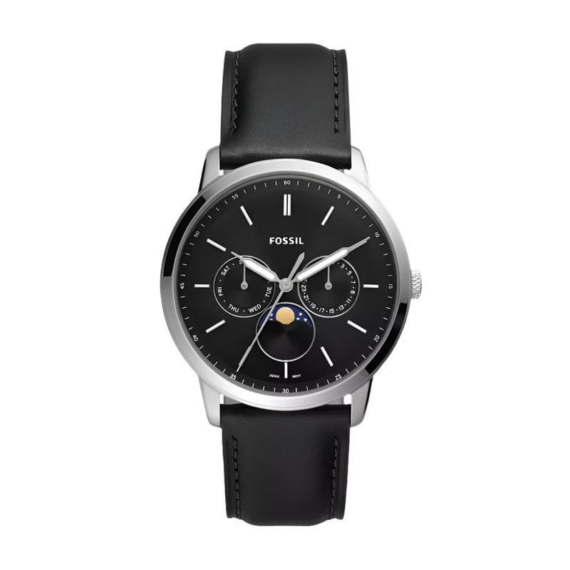 Fossil Neutra Moonphase Black Leather Strap Watch | FS5904