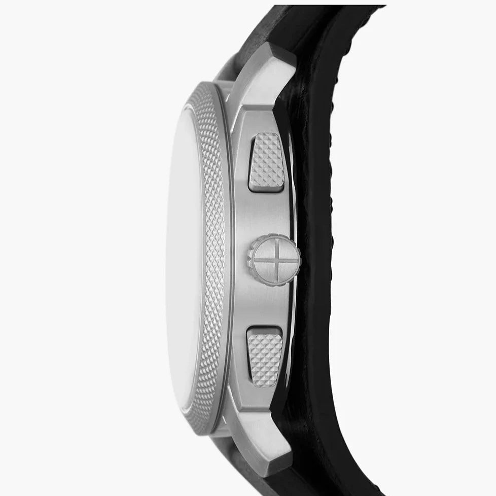 Fossil Machine Chronograph Tan-Eco Black Leather Men's Watch| FS5921