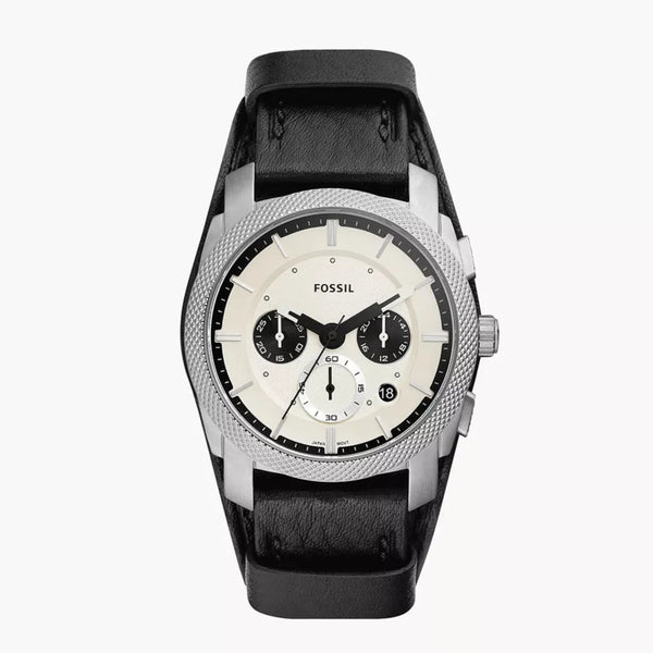 Fossil Machine Chronograph Tan-Eco Black Leather Men's Watch| FS5921