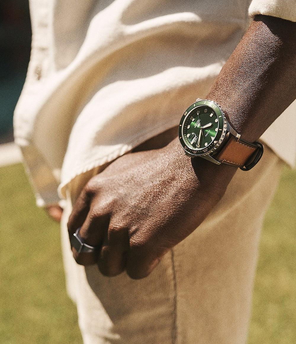 Fossil Blue Three-Hand Date Tan LiteHide™ Leather Watch| FS5946