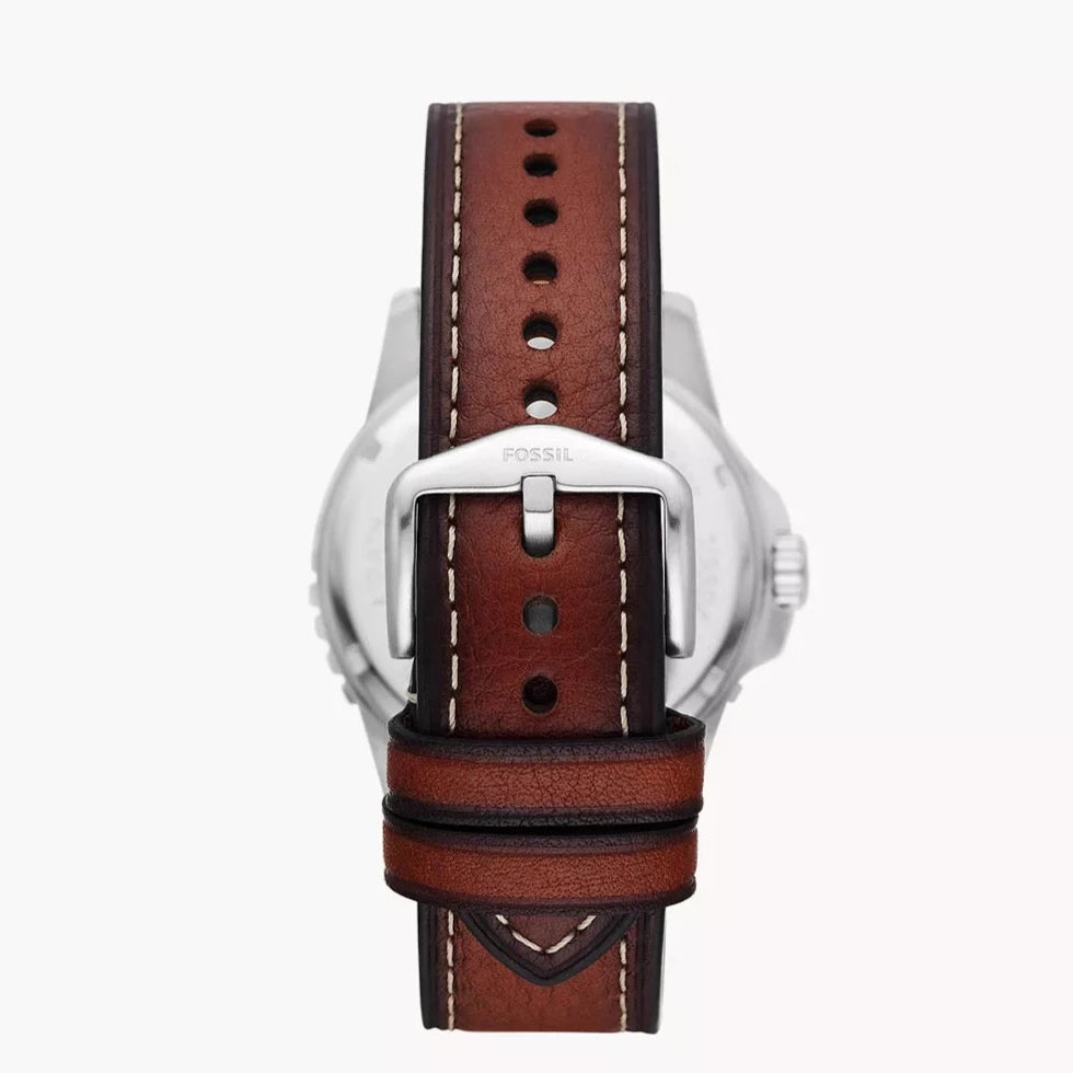 Fossil Dive 3-Hand Date Brown LiteHide™ Leather Men's Watch| FS5961