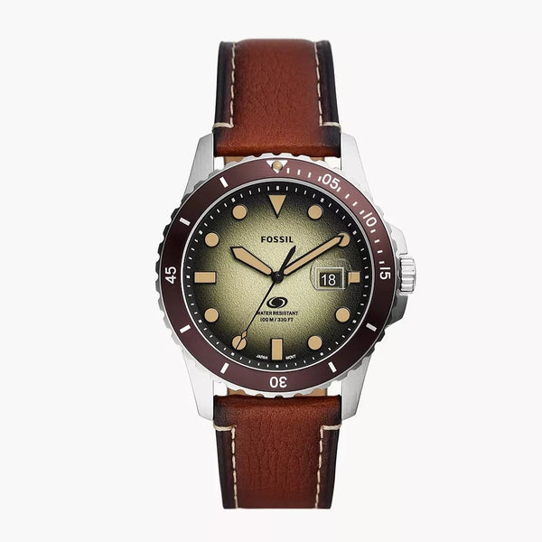 Fossil Dive 3-Hand Date Brown LiteHide™ Leather Men's Watch| FS5961