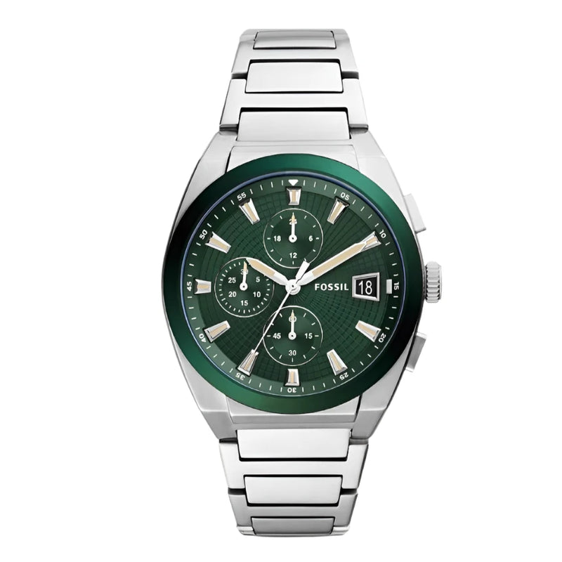 Fossil Everett Chronograph Green Dial Stainless Steel Men's Watch| FS5964