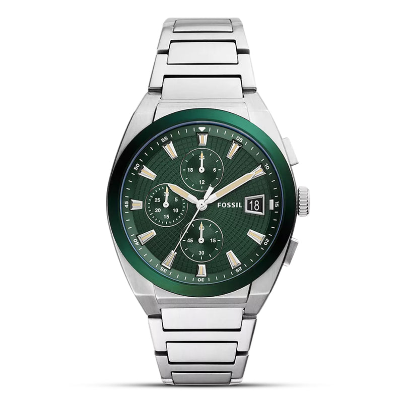 Fossil Everett Chronograph Green Dial Stainless Steel Men's Watch| FS5964