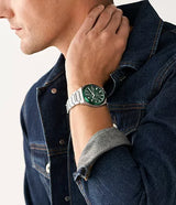 Fossil Everett Chronograph Green Dial Stainless Steel Men's Watch| FS5964