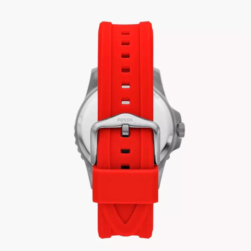 Fossil Blue Dive Red Dial Silicone Strap Men s Watch FS5997