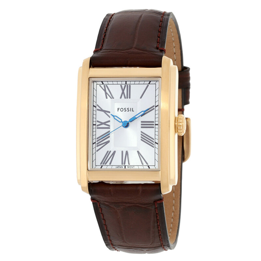 Fossil Carraway White Rectangular Dial Men's Watch FS6011