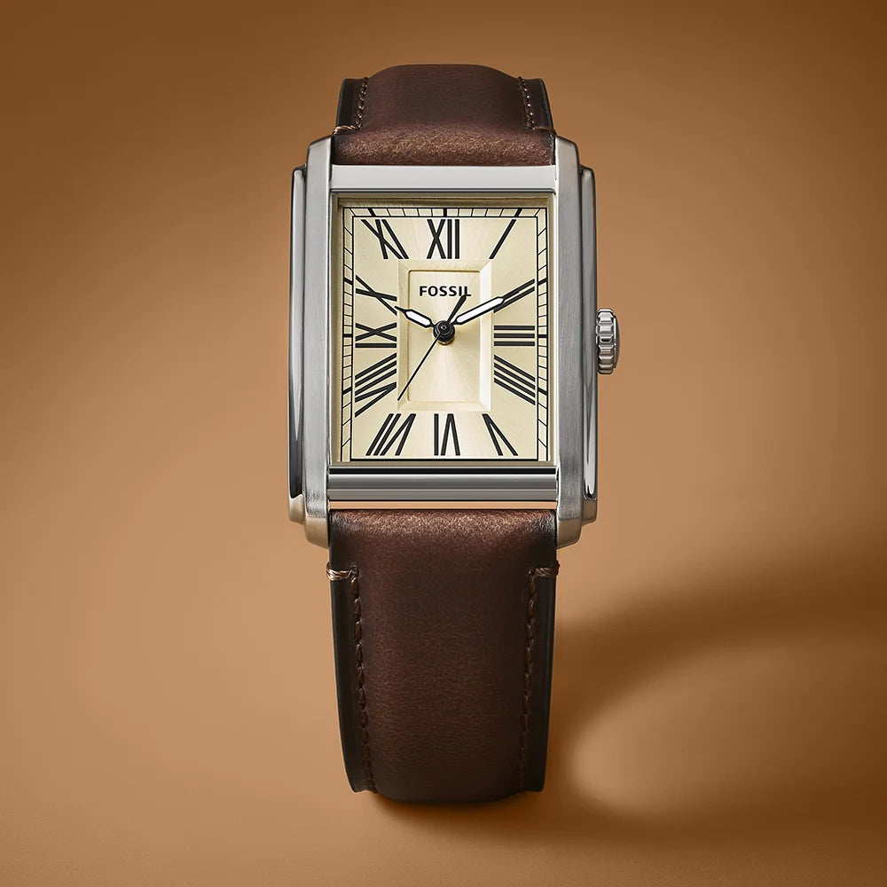 Fossil Carraway Rectangular Cream Dial Men's Watch FS6012