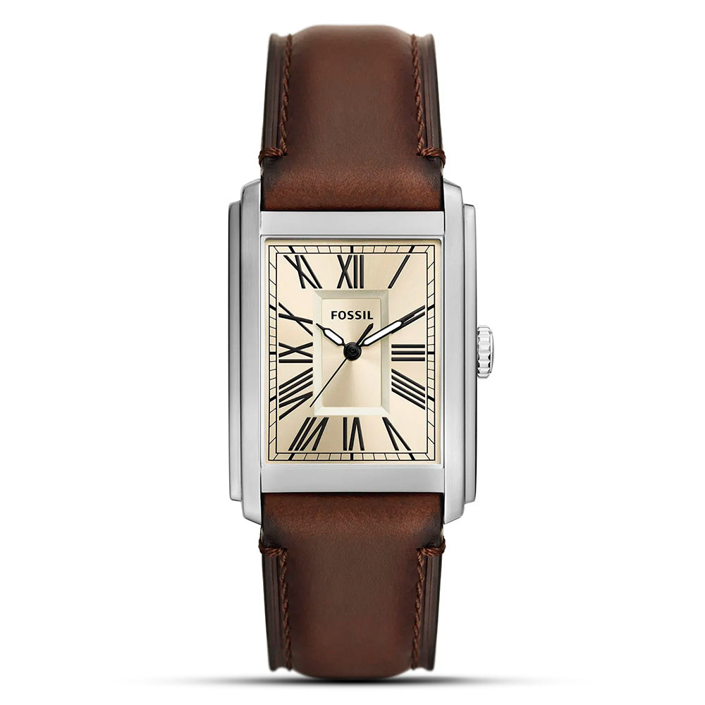 Fossil Carraway Rectangular Cream Dial Men's Watch FS6012