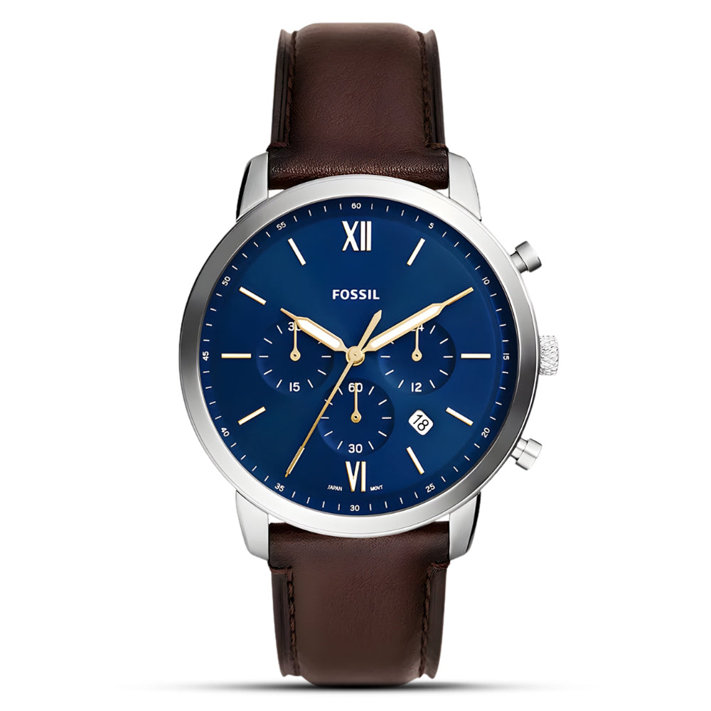 Fossil Neutra Chronograph Brown Leather Blue Dial Men's Watch | FS6018