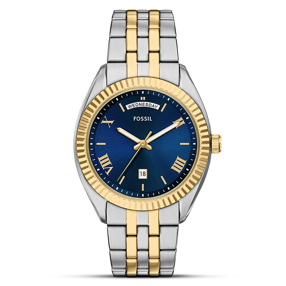 Fossil Campbell Two Tone Blue Dial Men's Watch FS6141