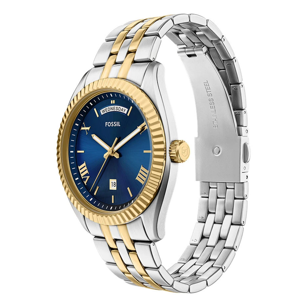 Fossil Campbell Two Tone Blue Dial Men's Watch FS6141