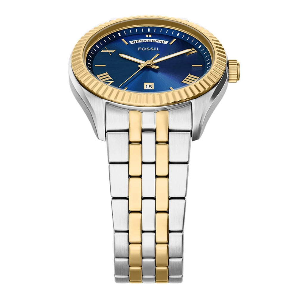 Fossil Campbell Two Tone Blue Dial Men's Watch FS6141