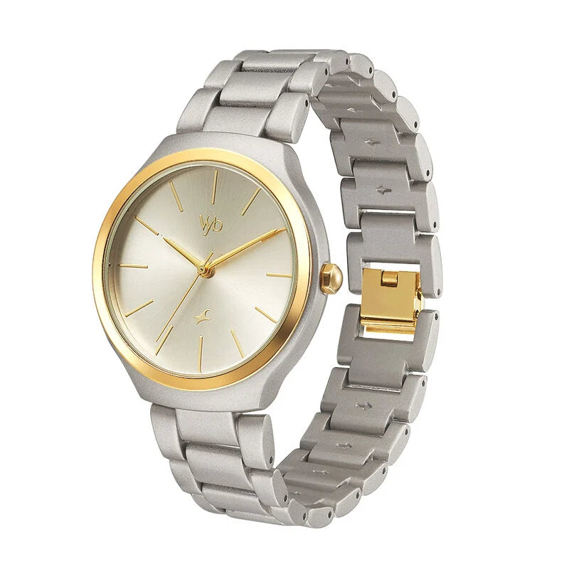 Fastrack Vyb Slayer Quartz Grey Dial Ladies Watch| FV60008KM01W