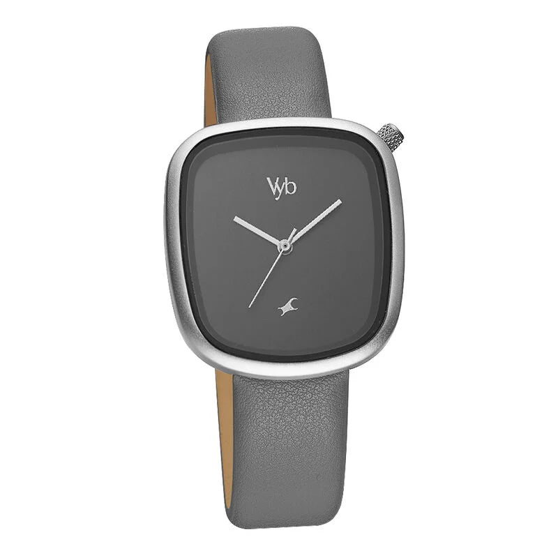 Fastrack Vyb Prodigy Grey Dial Leather Strap Ladies Watch| FV60018SL01W