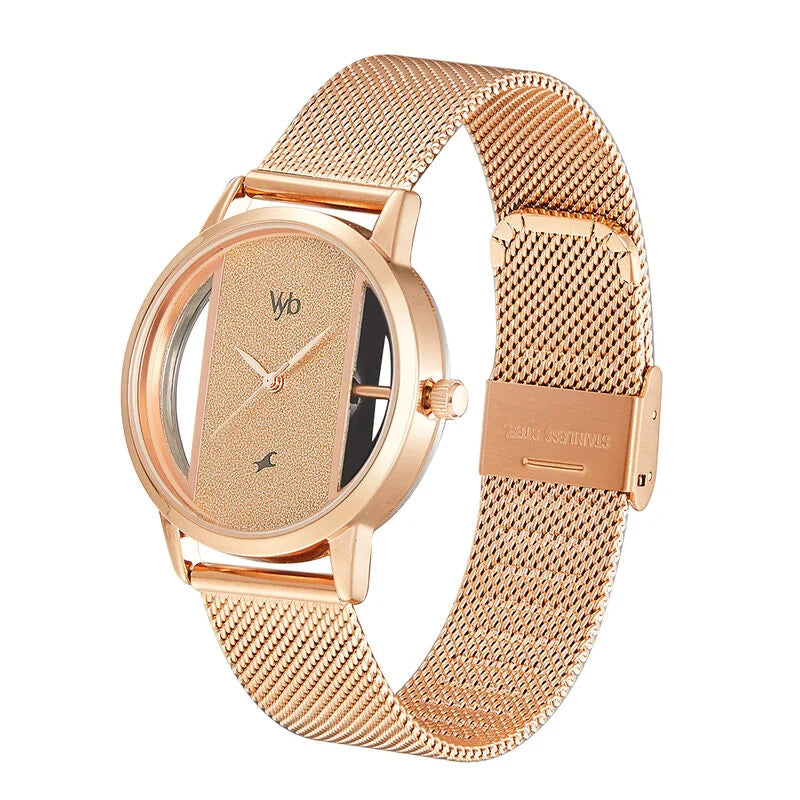 Vyb Fastrack Vyb Runway Rose Gold Dial Ladies Watch| FV60019WM01W