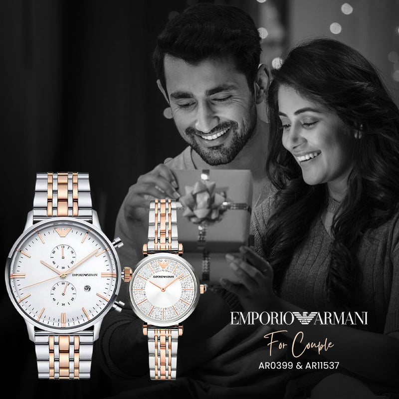 Emporio Armani Two Tone Strap Watches | For Couple AR0399 & AR11537