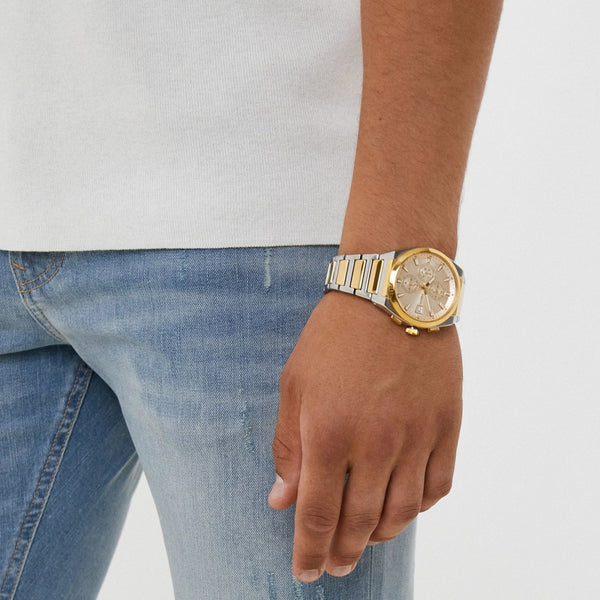 Fossil Everett Chronograph Two Tone Gold Dial Men’s Watch | FS5796