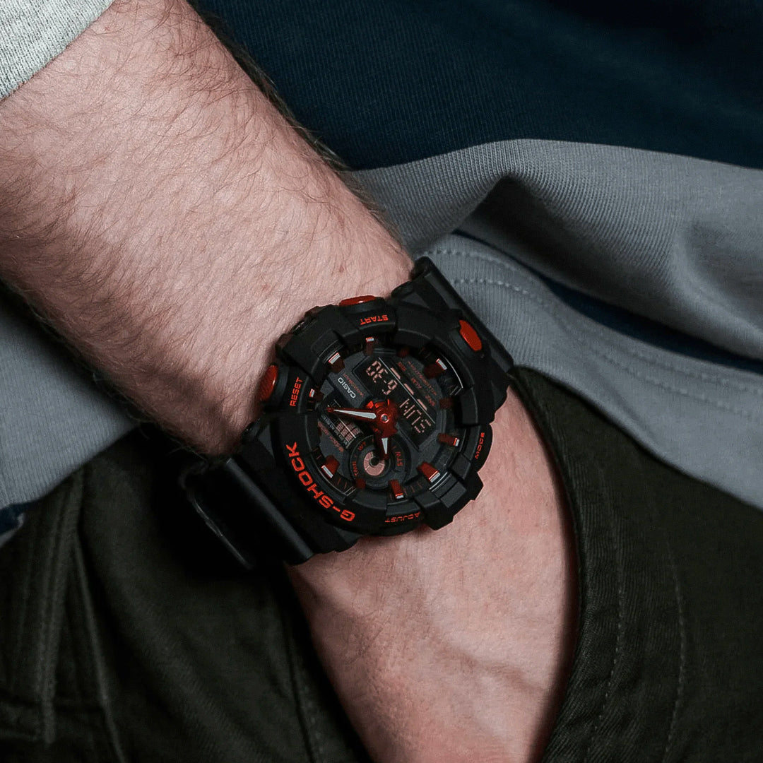Casio G-Shock Ignite Red Series Black Resin Band Watch | GA-700BNR-1ADR