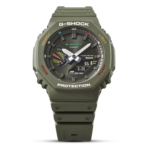 CASIO G-SHOCK "TOUGH SOLAR" SMARTPHONE LINKED GREEN DIAL MENS WATCH | GA-B2100FC-3ADR