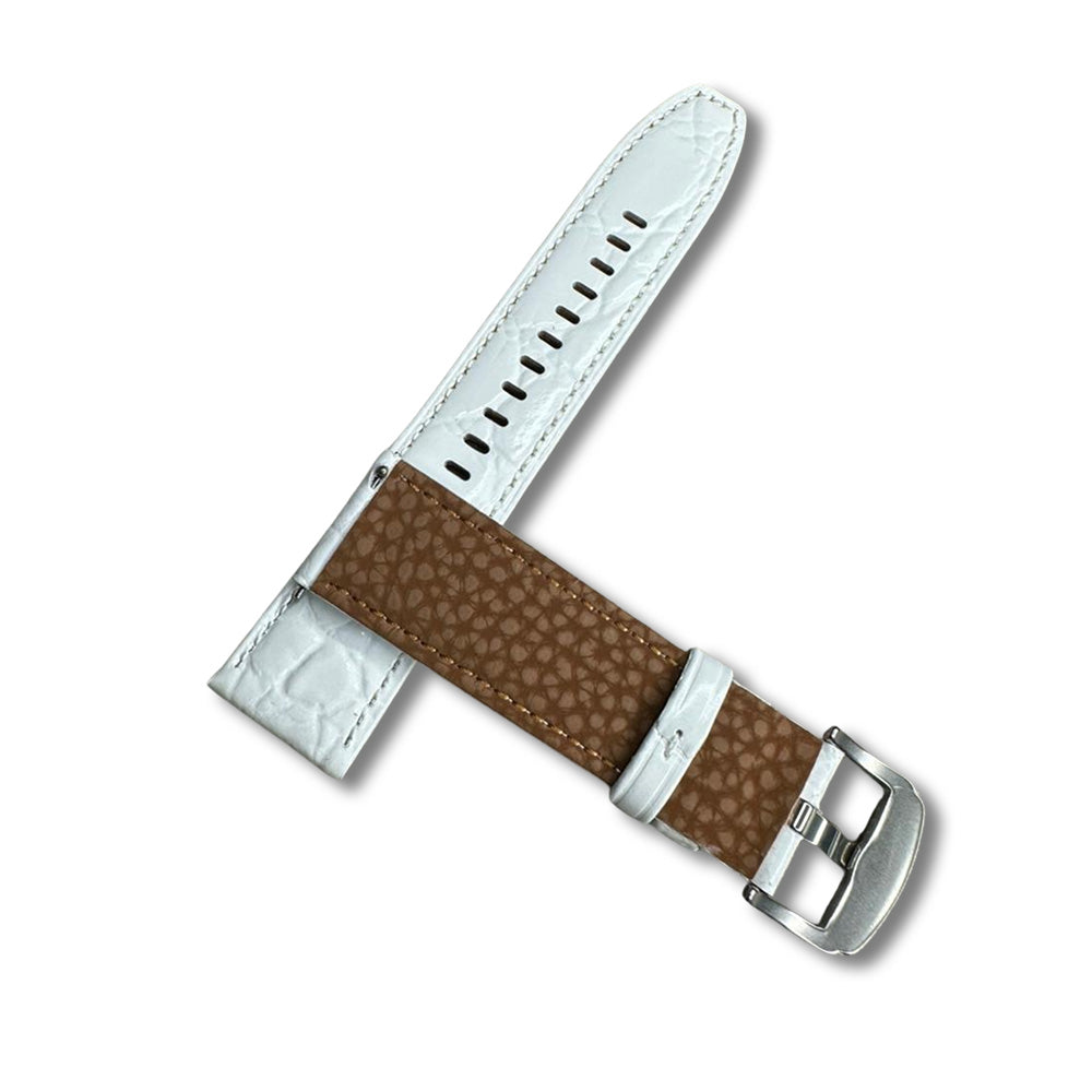 Cavern Premium 22mm White Crocodile Textured Leather Strap
