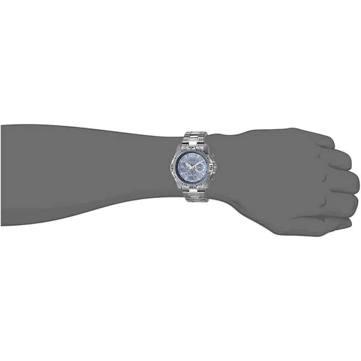 Guess Commander Silver Multi-function Blue Dial Watch GW0056G2