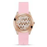 Guess Clarity Rose Gold Dial Silicone Band Ladies Watch | GW0109L2