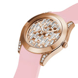 Guess Clarity Rose Gold Dial Silicone Band Ladies Watch | GW0109L2