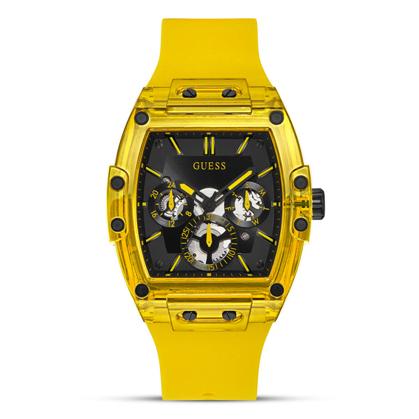 Guess Yellow Multi-function Clear Silicon Strap Men's Watch | GW0203G6